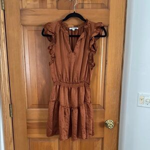 Steve Madden Rust Ruffle Mini Dress